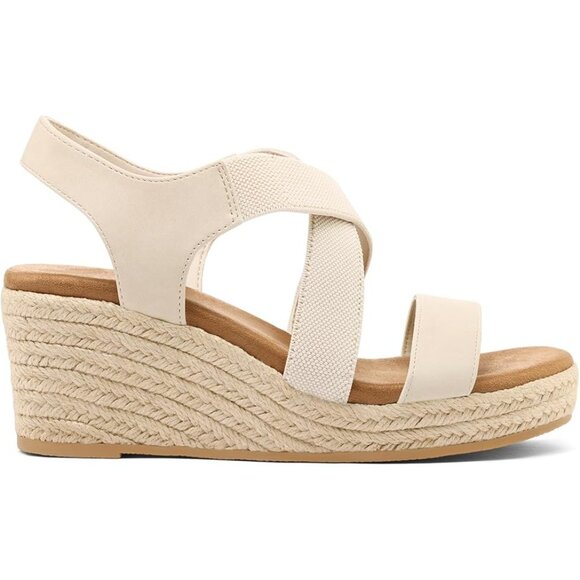 Platform Espadrille Wedge Sandals Open Toe Elastic Ankle Strap Slip-On Size 10 - Picture 6 of 11